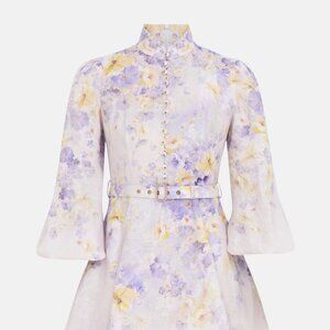 NWT Zimmermann Crush Buttoned Mini Shirt Dress Lilac Floral AU1